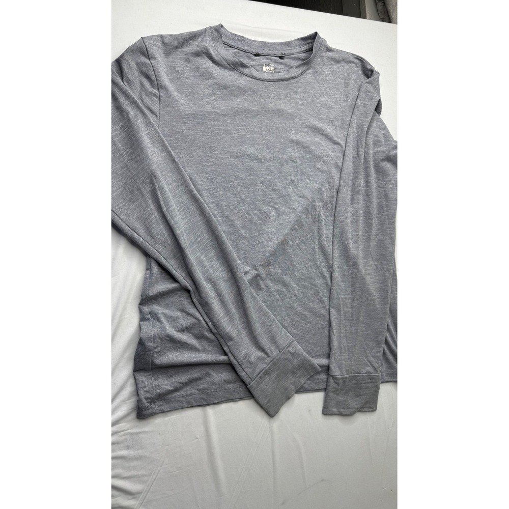 REI Co-op Kids Gray Heathered Long Sleeve Performance Shirt Thumbholes XL 18